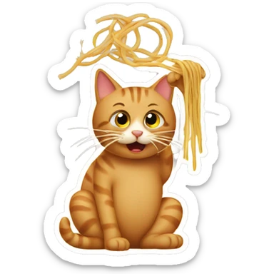 Cat eating spaghetti  sticker