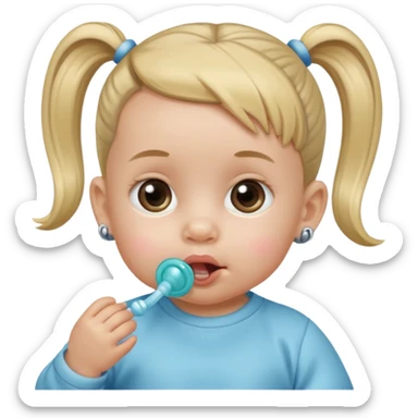 very smalll  baby with ponytail and pacifier sticker