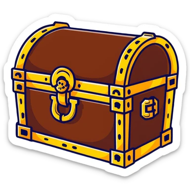 pirate treasure chest with gold sticker