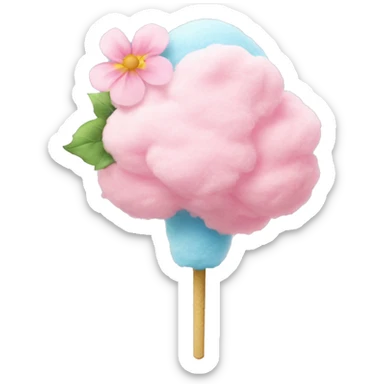 Cotton candy with flowers sticker