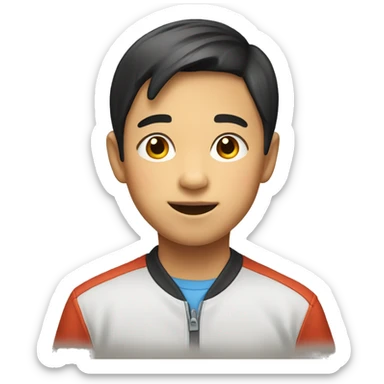 The face of a young Asian boy of elementary school age. sticker