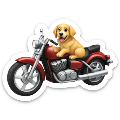 Golden retriever dog riding motorcycle  sticker