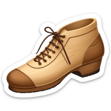 Un zapato de madera estilo Polonia . El zapato está tallado a mano. Pero de madera  peo que no tenga cordón para desatar sticker