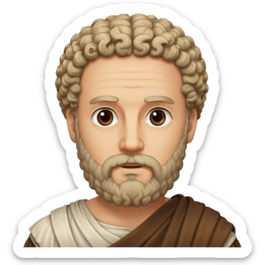 Thucydides as an ancient Greek historian, with a beard, curly hair, wearing a classical Greek himation sticker