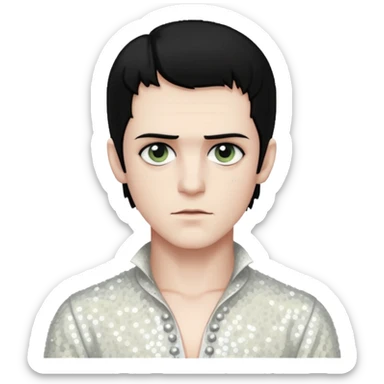 Victor Frankenstein with black hair, white sequin outfit sticker