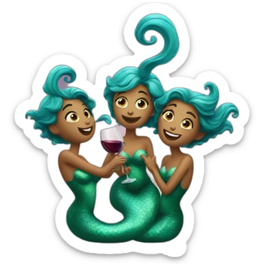 Three mermaids drinking wine sticker