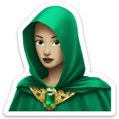 faceless mannequin flapping emerald gemstone cape sticker