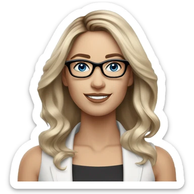 Shoulder length Balayage pale beautiful corporate woman with glasses and blue eyes sticker
