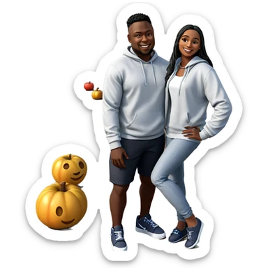 smiling girl with dark-skinned boy sticker