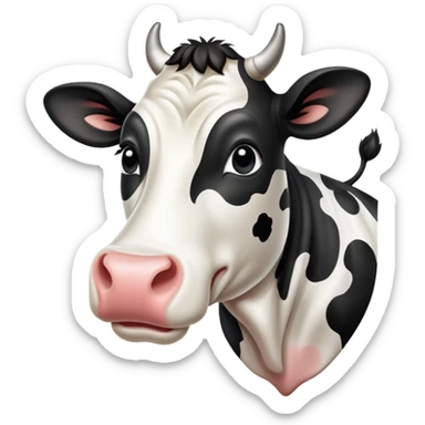 happy spotted dairy cow sticker