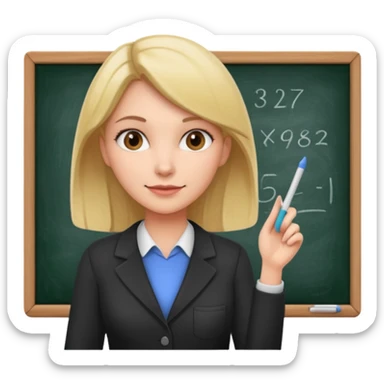 female teacher with blackboard and chalk sticker