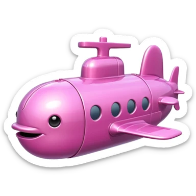 pink mini single submarine in cartoon  sticker