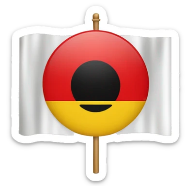 Flag with red and black rectangles with a yellow circle in the middle  sticker