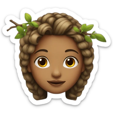 girl with a twig in her hair sticker