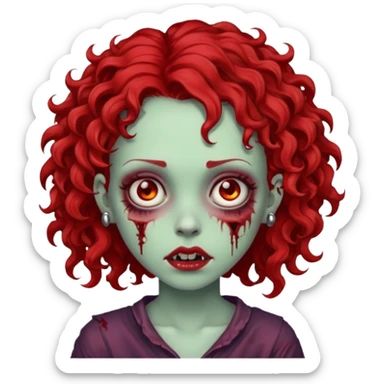 zombie girl red hair cacheado com piercings sticker