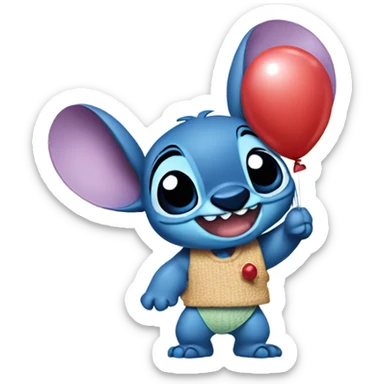 Stitch from Lilo and stitch holding a balloon sticker