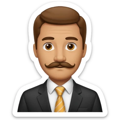 long mustached man with tie sticker