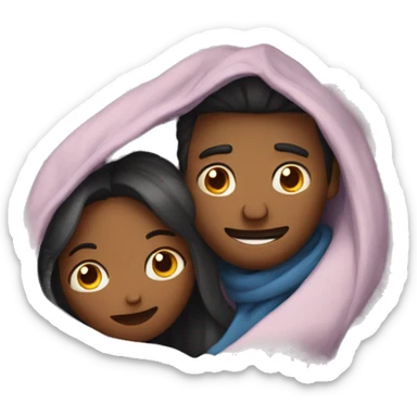 Couple hugging under the blanket on the couch sticker