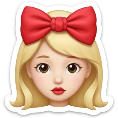 kissy face with bow sticker