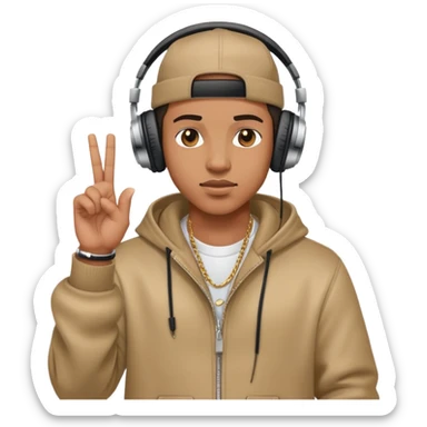 rapper with headphones making hand gestures sticker