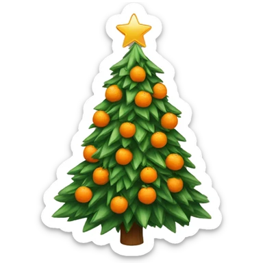 The Christmas tree is decorated with tangerines sticker