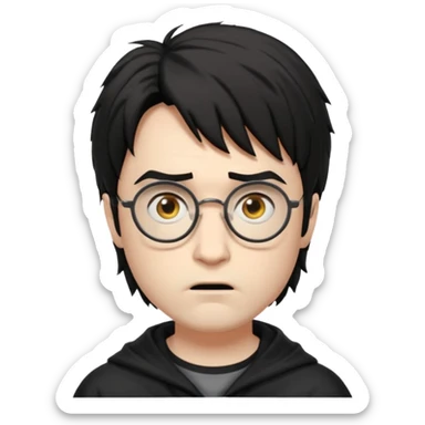 Harry Potter a pale white with shaggy black hair, glasses with a lightning-shaped scar on his forehead. He goes to Hogwarts School of Witchcraft and Wizardry to learn the magic of the wizarding world. sticker