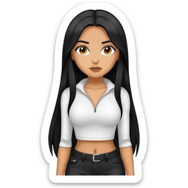 Tan girl with black long hair and hot outfit sticker