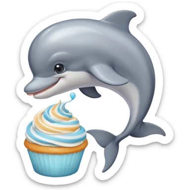 make me a dolphin that is asking a cat with buttercream sticker