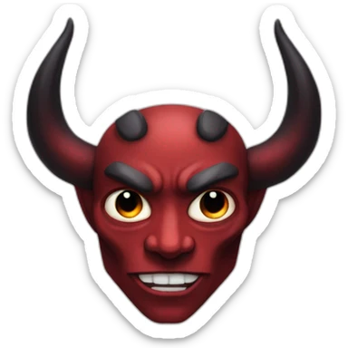 Incubus red skin demon, black hair, dark crimson horns sticker