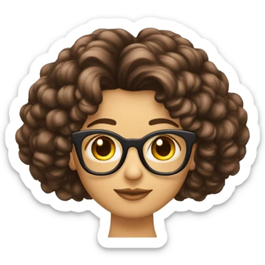 Cheveux mi-long brun lunette  sticker