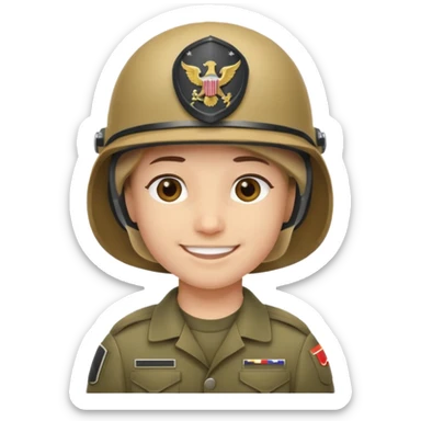 Combine these two 🪖🙂
:military_helmet: :simple_smile: sticker