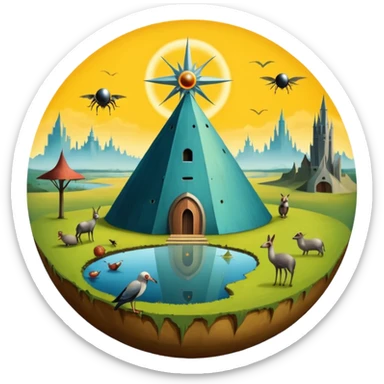 solarpunk - hieronymus bosch phantasmagoric depictions sticker
