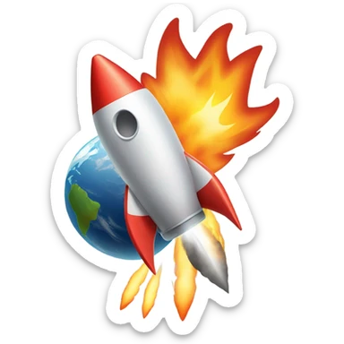 rocket flies around the earth sticker