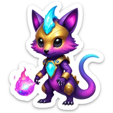 Epic Edgy Cute Colorful Nebula Modern Vernid-Protogen-creature-animal, full body sticker