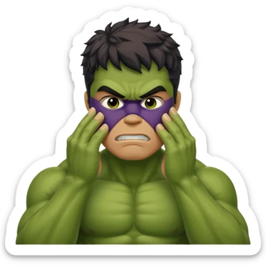Create a man in a Hulk costume facepalming  sticker