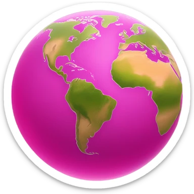 Hot pink planet earth detailed  sticker