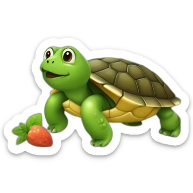 Tortue qui mange un poireau sticker