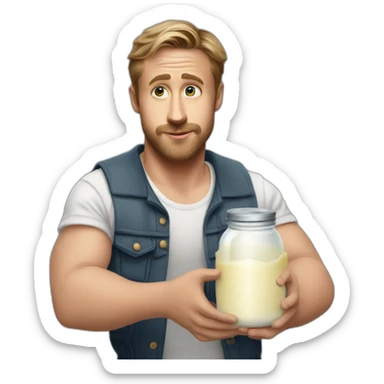 Ryan Gosling holding jar of mayonnaise sticker