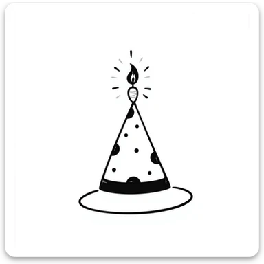 birthday hat, hand drawn doodle style sticker