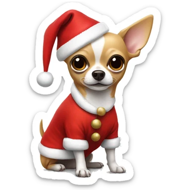 Chihuahua wearing Santa Claus costume sticker