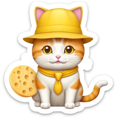 cheese cat wearing a yellow hat sticker