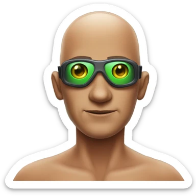 martian barman shirtless and goggles bald sticker