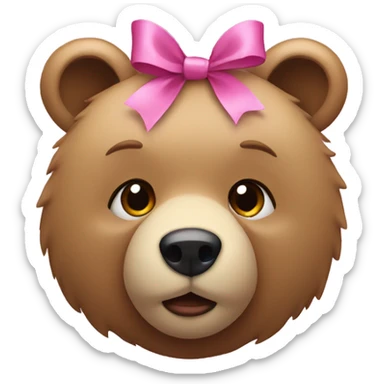 Bear with pink bow sticker