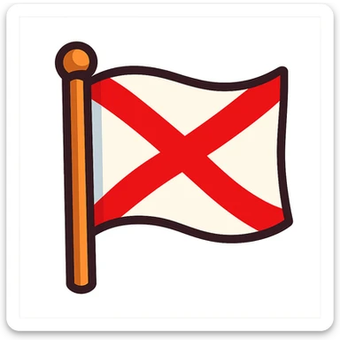 white flag with red Burgundy cross, vibrant illustration style sticker