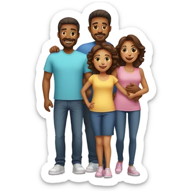 Mom, daddy and 4 kids sticker