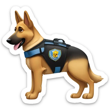 German shepherd service dog wearing a guide dog vest sticker