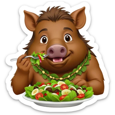 Hawaiian hippy boar eating a salad sticker