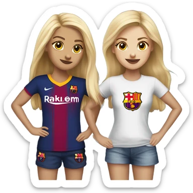 two blonde friends in fc barcelona T-shirt sticker