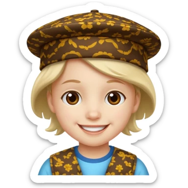 print hat with kid sticker