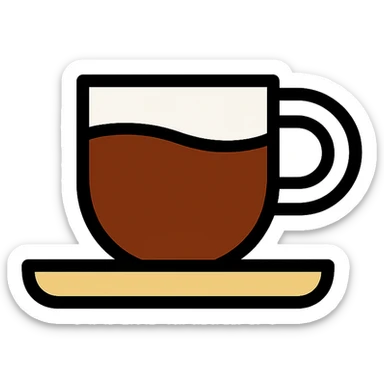 minimal flat icon style espresso cup, simple shapes, brown and white colors sticker